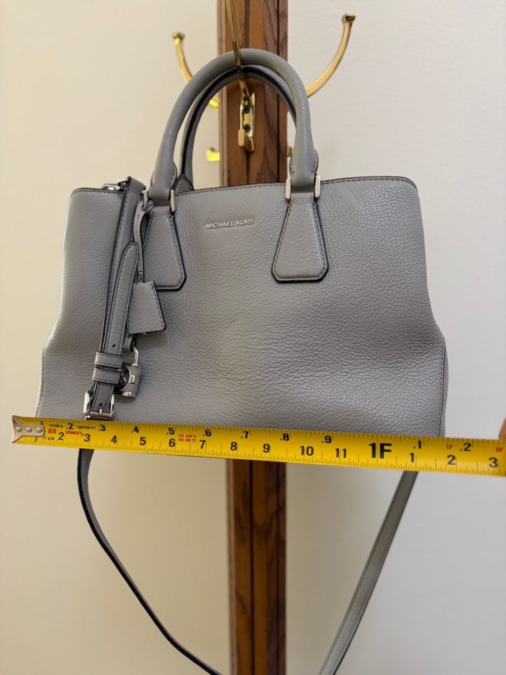 Michael Kors Gray Pebbled Leather Satchel - Picture 12 of 13